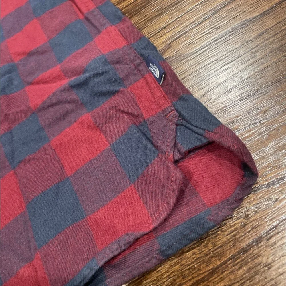 North Face Flannel Shirt Mens M Blue Red Buffalo Plaid Camping Outdoor Gorpcore